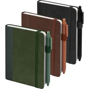 3 Pack Pocket Journaling Notebooks, A6 Small Notebook  360 Pages Journals For Writing Journaling Notebooks For Note Taking Mini Note Pads With Pen Holder 100 GSM Thick Paper(Black,Green,Brown)