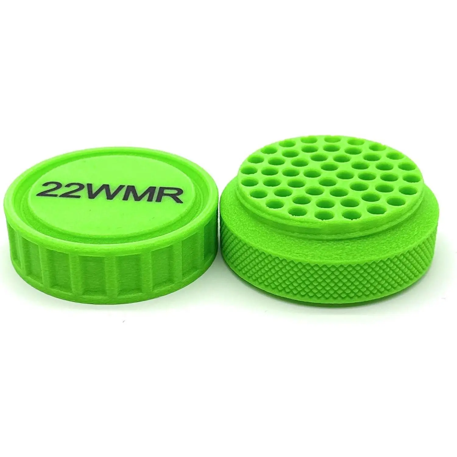 Bright Green Plastic Bullet Storage Box - 22 WMR Caliber, 50-Round Capacity, Home Ammunition Organizer