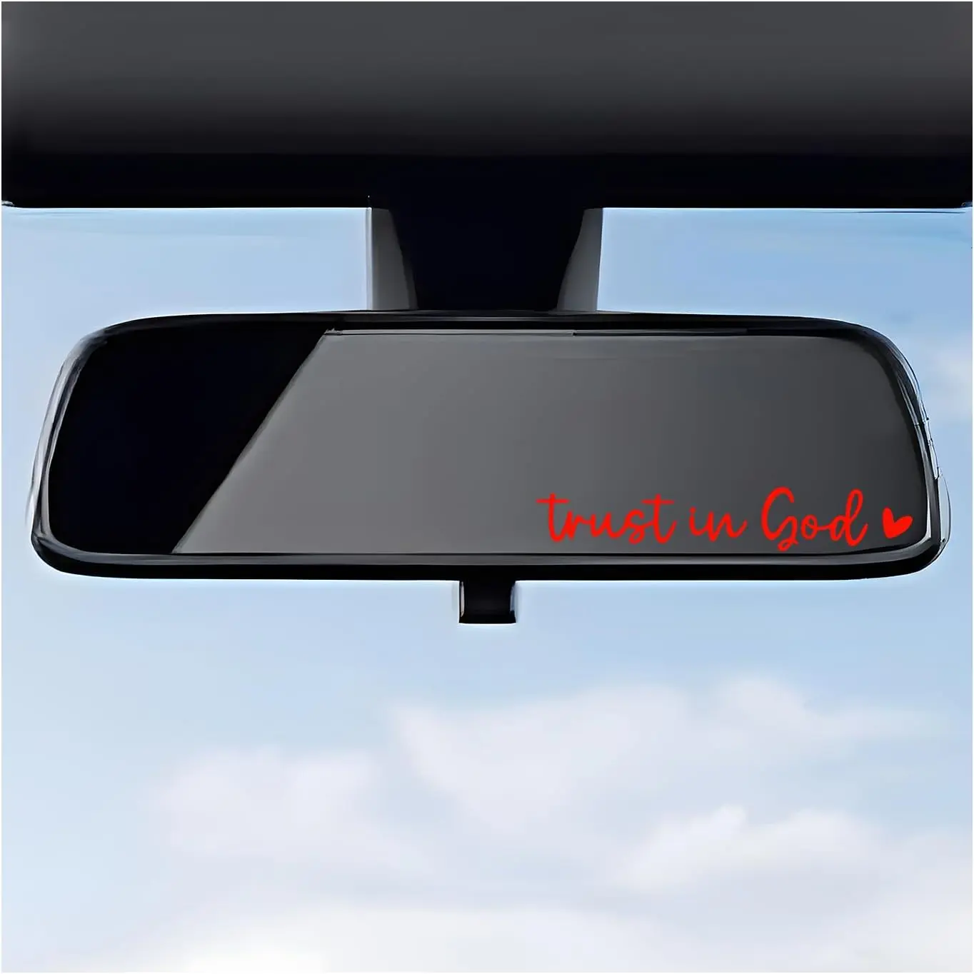 2PCS Trust in God Rearview Mirror Decals, Automotive Vinyl Rear View Mirror Decorative Stickers, Waterproof Trust in God Stickers  Car Truck Laptop, Car Accessories (Red)
