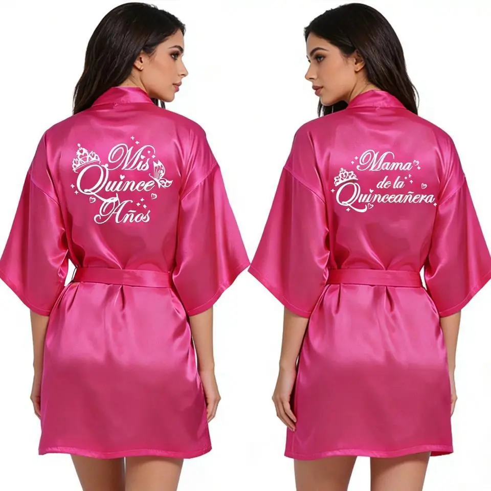 Women's 2 Pcs Elegant Quinceañera Celebration Loungewear Bathrobe - Premium Fabric Nightwear Gown for 15th Anniversary Birthday Party Daily Wear