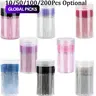 Reusable Eyelash Brush Set 200/100/50/10 Pcs, Washable Mascara Wands with Container, Bendable Reusable Eyebrow Spoolies for Lash Extensions, Eyebrow Brushes, Crystal Castor Oil Brush, Makeup Tool #GLOBAL PICKS