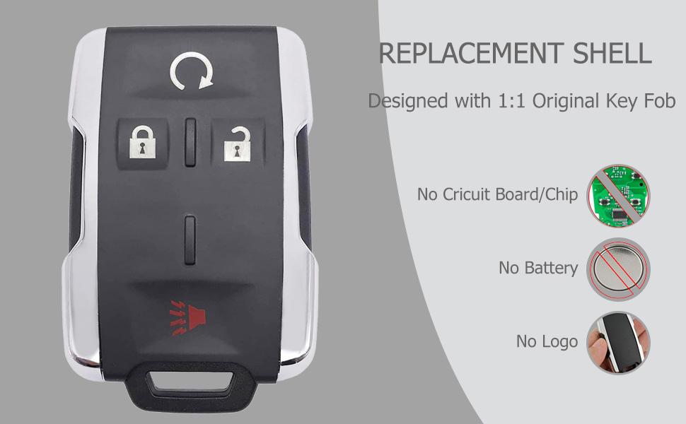 Replacement Key Fob Cover Case fit for Chevy Silverado Colorado GMC Sierra 1500 2500 3500 HD Canyon 2014 2015 2016 2017 2018 2019 2020 2021 Keyless Entry Remote Control Key Fob Shell