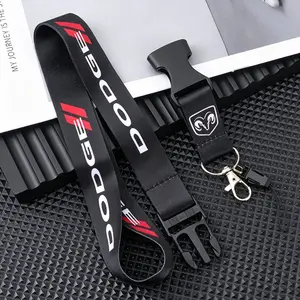 Nylon Lanyard Car Emblem Keychain, Work Card ID Cell Phone Keyring, Dodge Srt RAM Challenger Avenger Caliber Dart Accessories