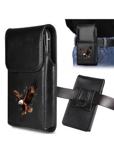 Fashionable men's waist pack mobile phone storage clip bag, decorated with eagle pattern, showcasing men's charm, suitable for outdoor activities, storing mobile phones or other small items, and giving gifts to family, friends, and colleagues