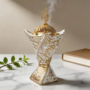 Arabic Text Relief Incense Burner, Ramadan Bukhoor Burner, Bakhoor Burner, Home Wedding Valentine Gift, Resin Decorative Ornament, Incense Holder