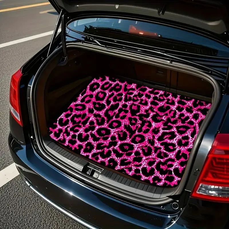 Hot Leopard Print Car Rear Cargo Mat, Non-Slip Waterproof Boot Liner, Universal Fit, Stain Resistant, Easy Clean