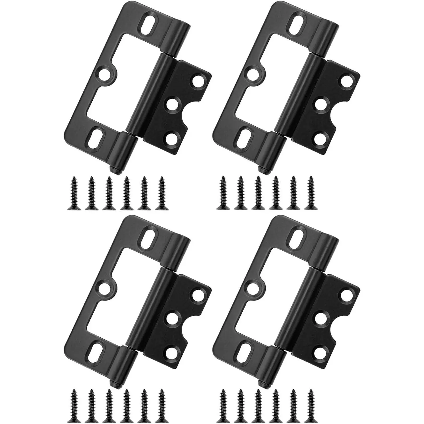 4 count 3 Inch Non-Mortise Hinges Black Bifold Cabinet Door Hinges | with Screws Smooth Bearing Hinges for Heavy-Duty Door Hinges Furniture And Cabinets, Etc