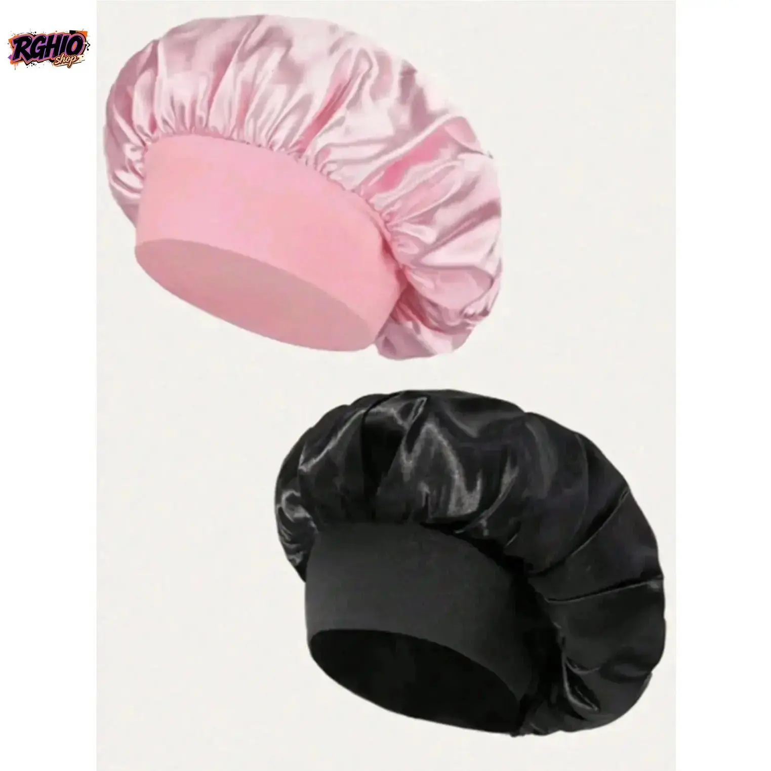 2-Pack Satin Sleep Bonnet for Women, Wide Brim High Elastic Hair Care Night Cap, Smooth Charmeuse Satin Cap For Curly Hair Overnight Protection And Daily Hair Care