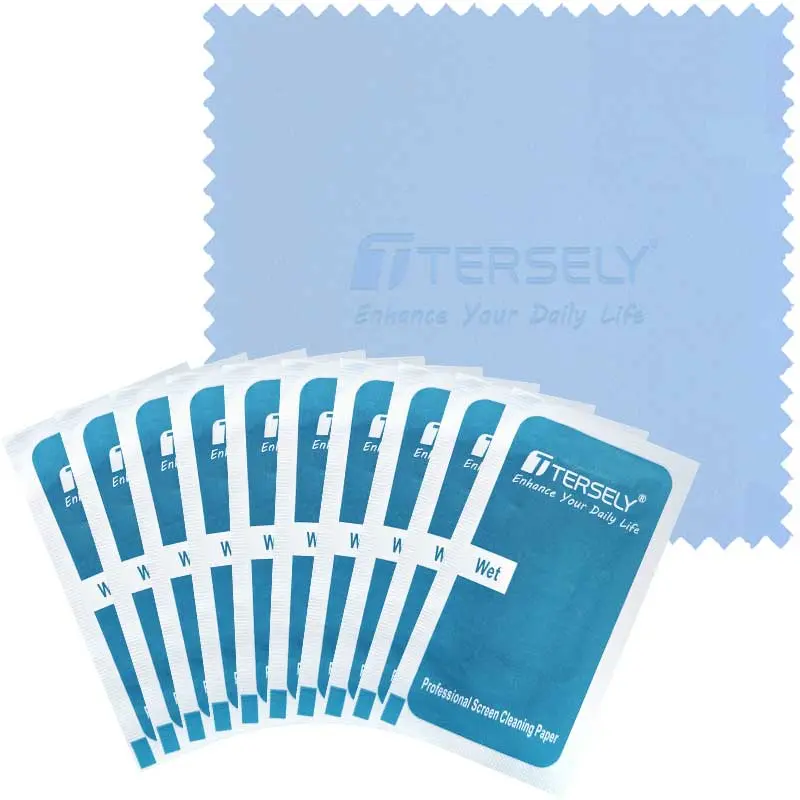 T TERSELY Disposable Alcohol Wipes Kit for Phone/Eyeglass | Individually Wrapped + Dry Cloth | 5/10/20 Pairs, Portable Office & Outdoor Carry