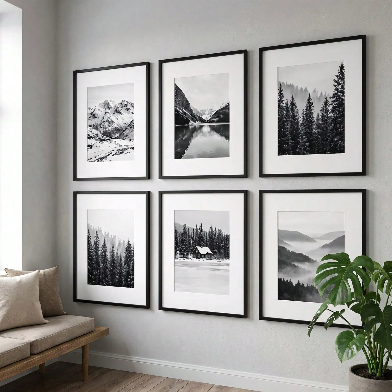 6-Pack 18x24/16x20ins Black PVC Picture Frame] Narrow Border Slim Design Photo Frame - Wall Hanging Or Tabletop Display, Lightweight Plastic Frame For Posters, Artwork, Home Office Gallery Decor