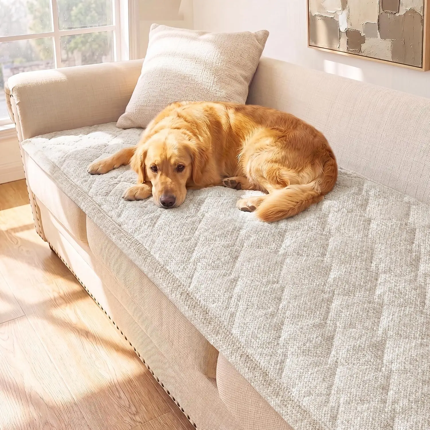 Chenille Couch Cover for Dogs Washable Soft Loveseat Covers Sectional Sofa Cover Heather Blending Non-Slip Thick Couch Protector   Bed Covers(Heathered , 28" x 59")