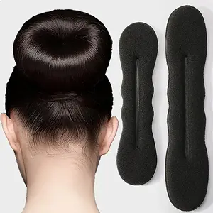 2-Piece Fashion Hair Bun Maker Set, Sponge Plastic Curler Rings, Women's Daily Hairstyle Accessories, Large & Small Sizes