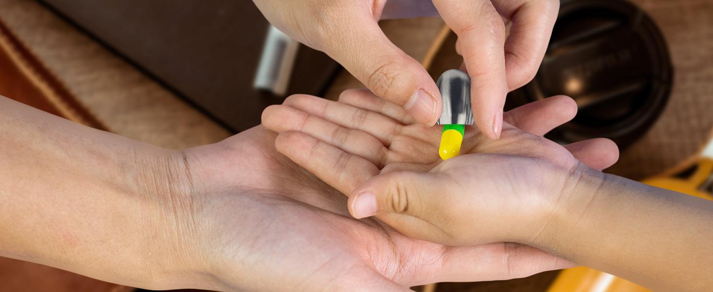 Pill Holder Necklace Pill Case Pill Container Necklace for Men Christmas Gifts Stocking Stuffers Waterproof Pill Holder Emergency Aspirin Small Pill Box W/Chain Tiny Fob