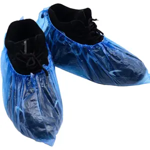 100PCS (50Pairs) Disposable Shoe Covers Waterproof Non-Slip Durable Boot Covers for Indoors Cleaning Real Estate Travel Construction Workplaces Plastic Disposable Shoe Covers for Men and Women (Blue)