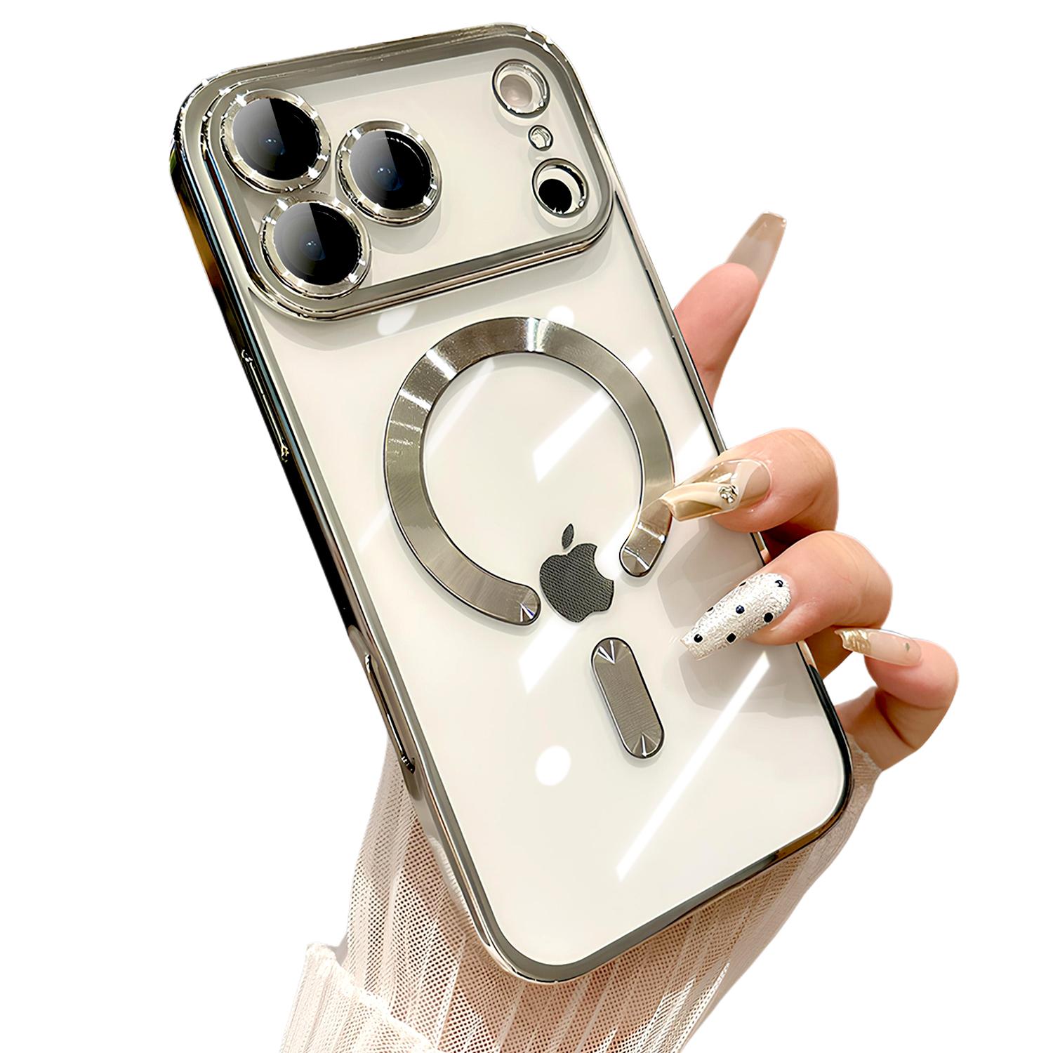 Magnetic for iPhone 17 Pro Max 16 15 14 13 Case Compatible with MagSafe Military Grade Drop Protection Full Camera Lens Protector Plating Soft Clear Phone Case for Women Men