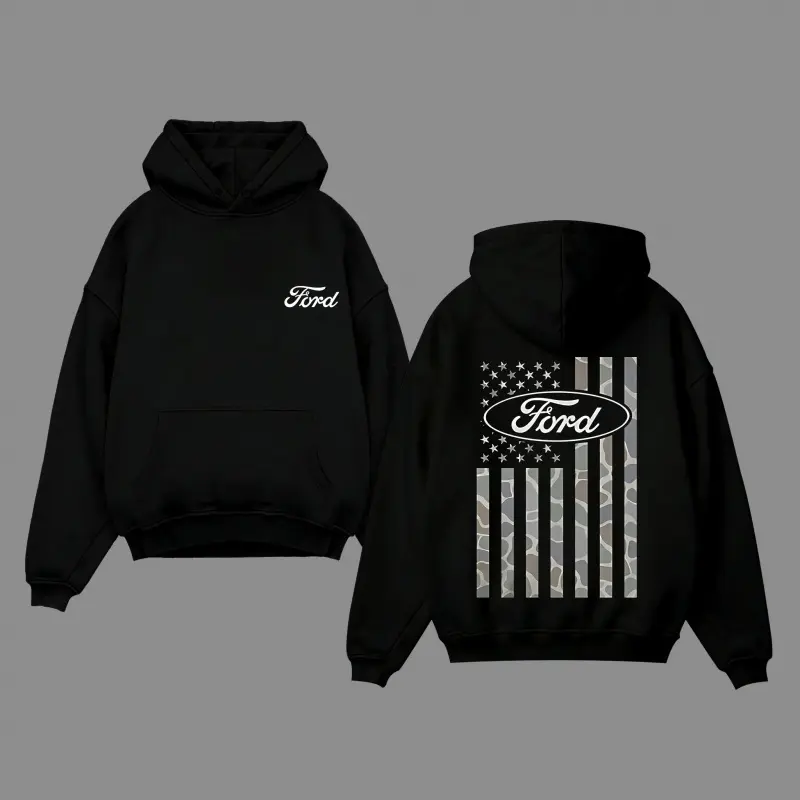 Men's Camo Graphic Hoodie – Vintage Patriotic USA Flag Pullover, Rugged American Truck Fan Hoodie, Unisex Camouflage Hoodie