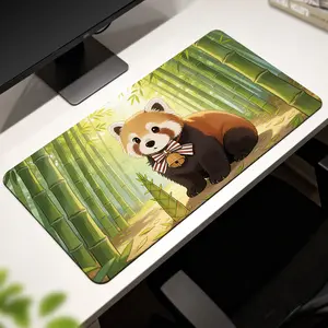 Premium Red Panda With Bow Illustration High Quality Mouse Pad Modern Office Gaming Comfort Experience NonSlip Durable For Daily Work And Play 40*80cm 40*90cm30*70cm