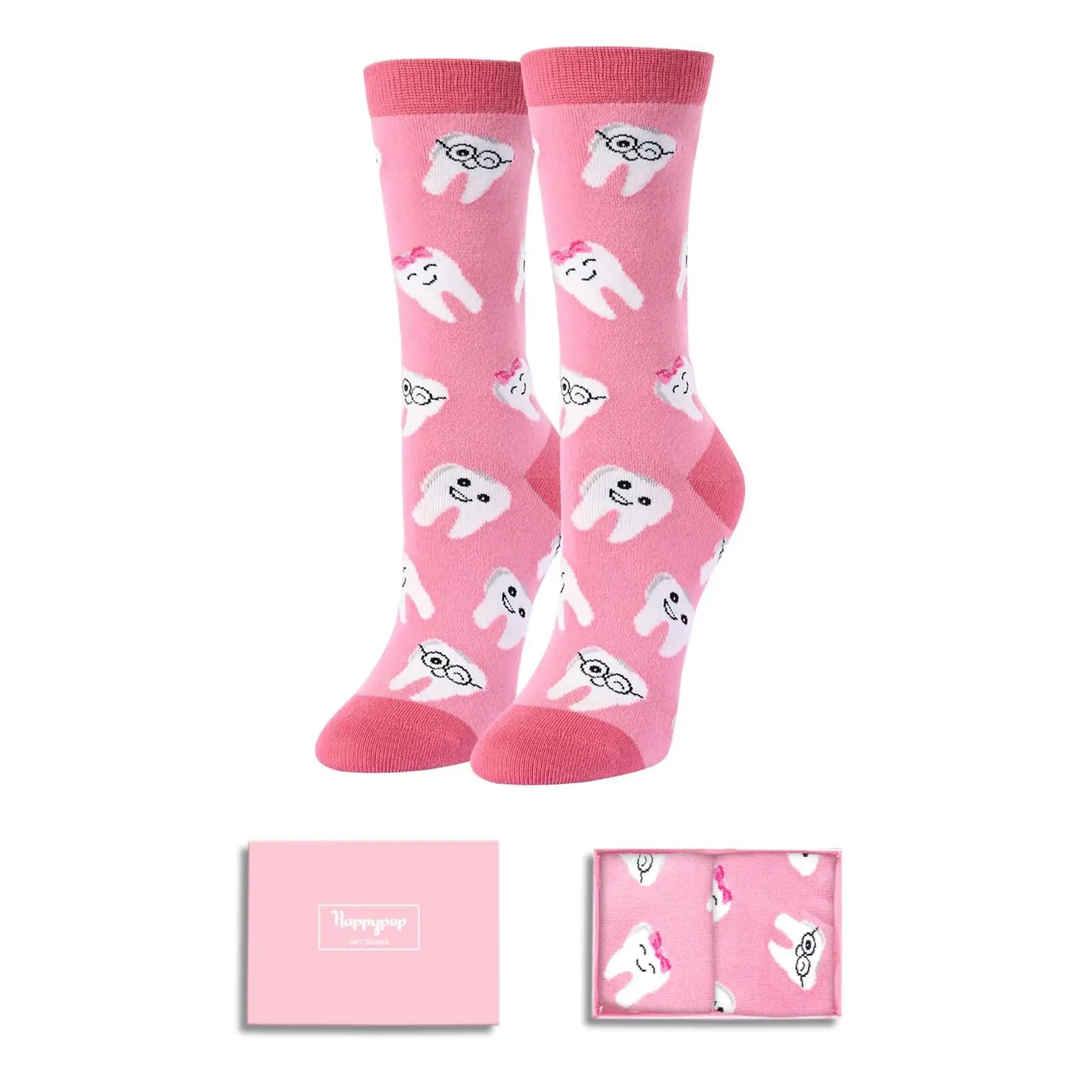 HAPPYPOP Teeth Women Dentist Dental Tooth Socks, Dental School Graduation Assistant Gifts