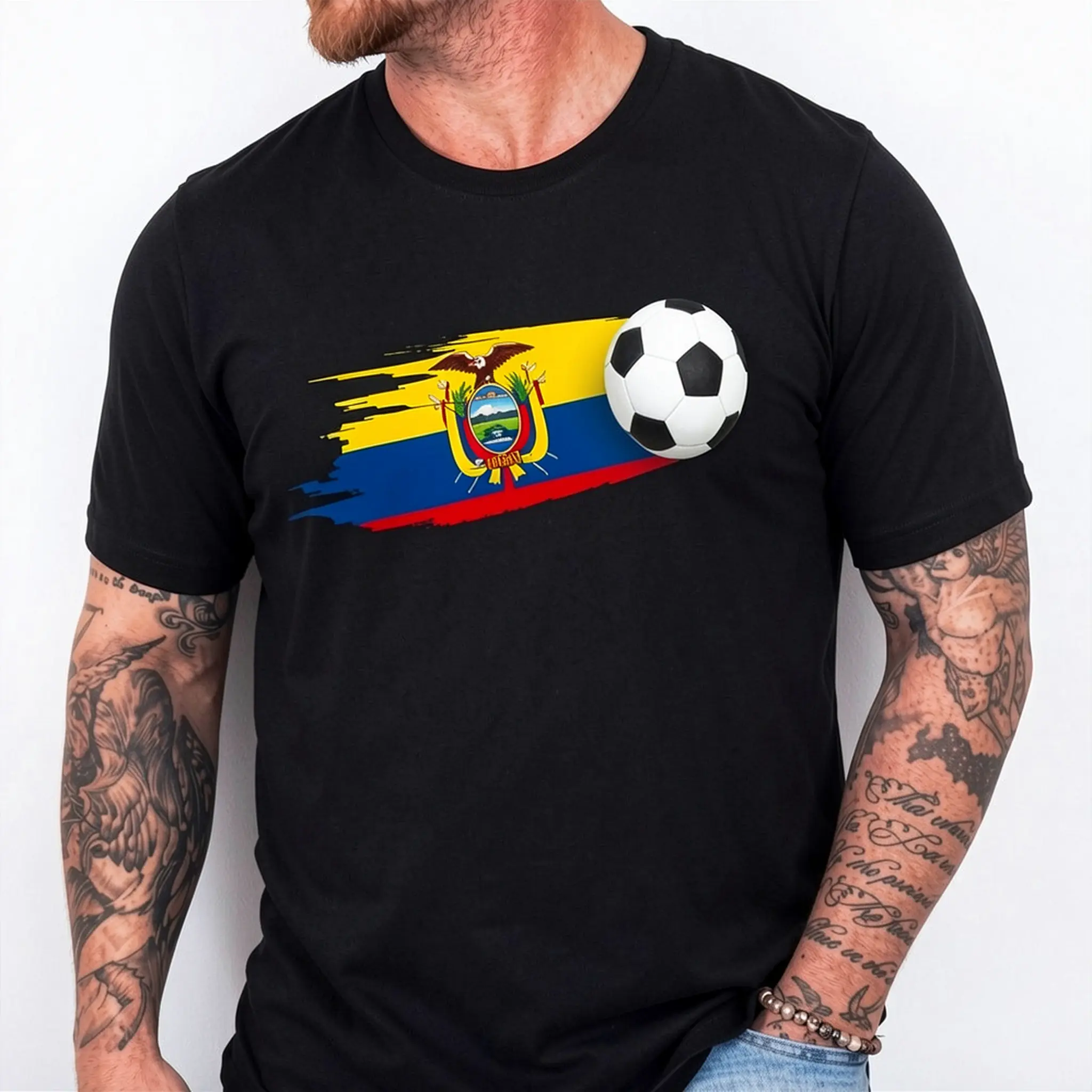 Ecuador Soccer Ball Ecuador Flag Jersey - Ecuador Football T-Shirt