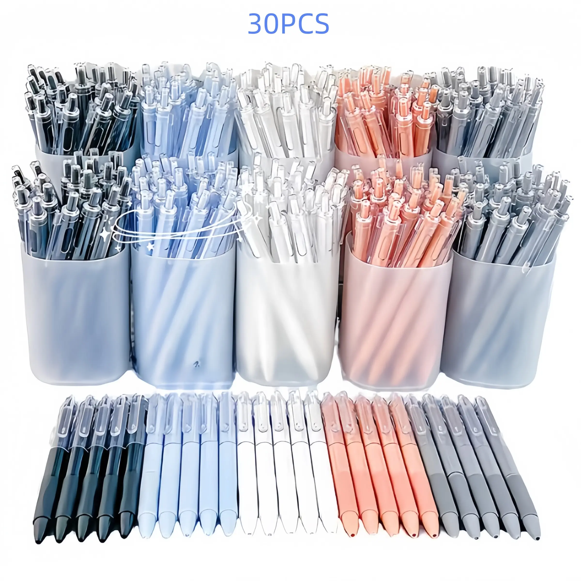 30‑Pack Morandi Gel Pens, Aesthetic Gel Pens, Retractable Click Gel Pens with Simple Click Mechanism, Smooth Writing 0.5 mm Tip, Ideal for Daily Use and as Gifts for Teachers and Students