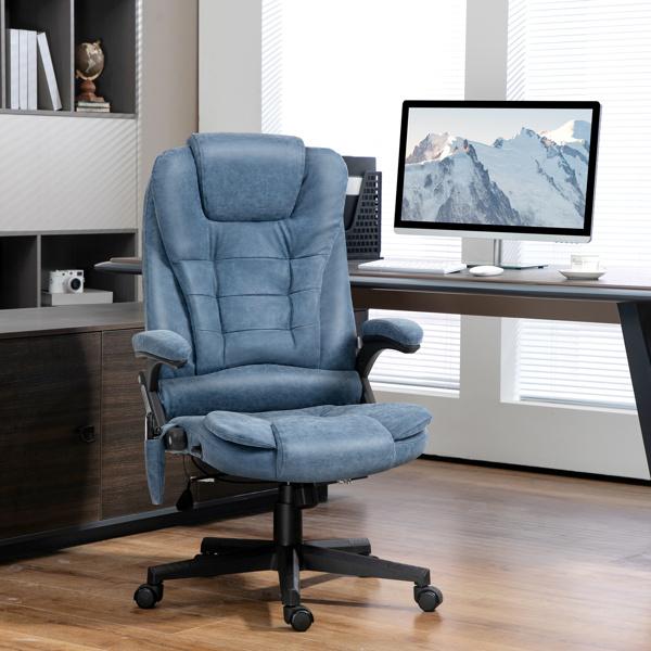 Heated Massage Office Chair with six vibration massage points and three heat modes, 120° recline, curved backrest, and thickly padded seat. Wired remote control for massage.