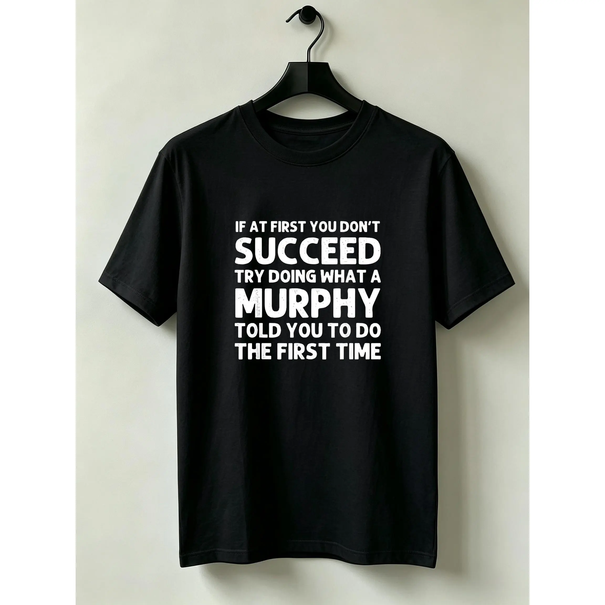 1pc Men'S Graphic T-Shirt Funny Murphy Quote Print Short Sleeve Crew Neck 012026 Summer Short-Sleeve Printed T-Shirt 180G