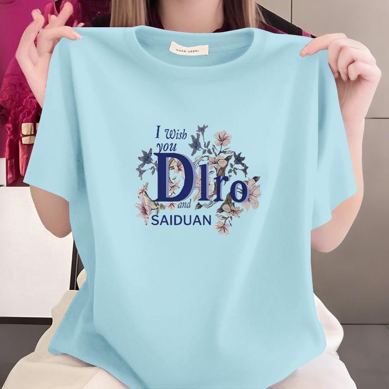 Summer New 100% Cotton Short Sleeve Middle - Aged Mom Top Women's T - shirt for Plus Size Fat MM Tummy Control Slimming Versatile Stylish Clothing