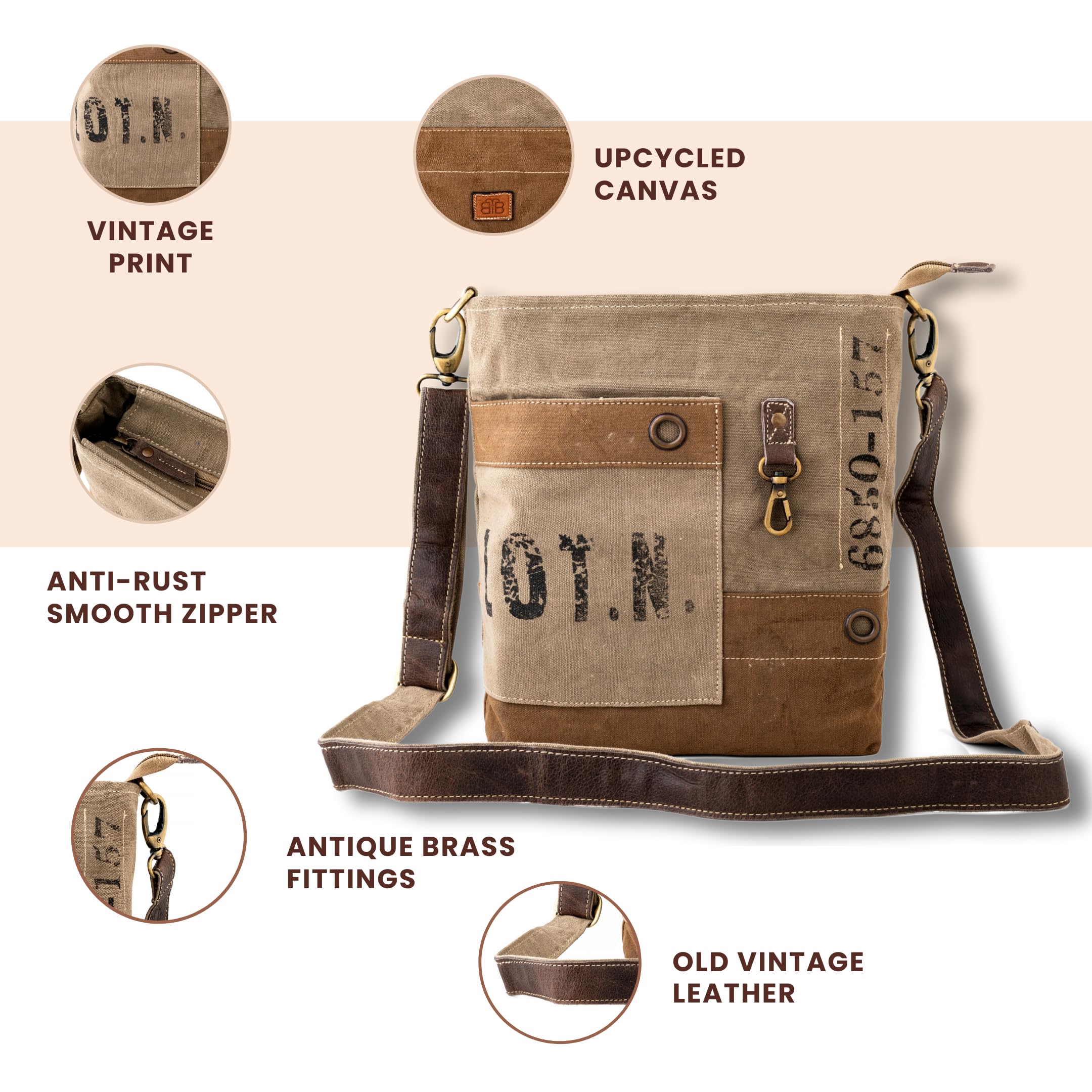 3b Shouzo Messenger And Shoulder Bag - Upcycled Vintage Canvas