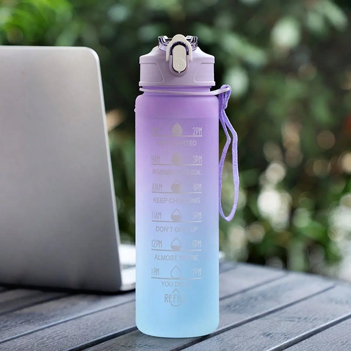 1pc 750ML Fitness Water Bottle, Portable Time Stamp Leak Proof, Tritan BPA Free, Ideal for Gym, Camping, Outdoor Sports, Durable Design, Bpa Free Drinkware