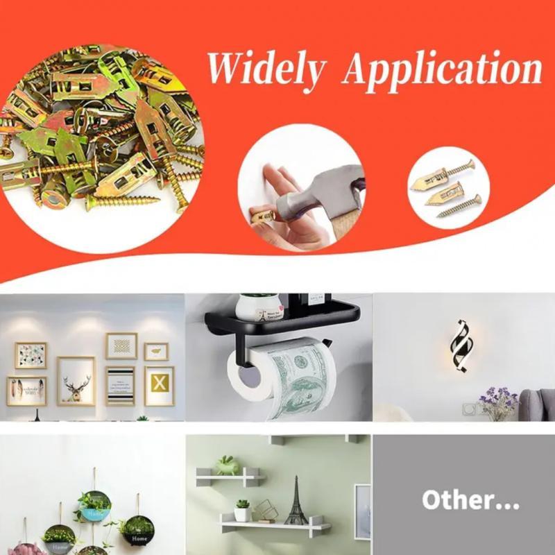 60Count Drywall Self Drilling Anchors and Screws,Easy Application,No Drill or Holes in Wall,Heavy-Duty Zinc-Plated Steel Anchors with Self-Tapping Screws,Hollow Screws and Anchors for TV,Bicycle,Cabinet Fixing Accessories.