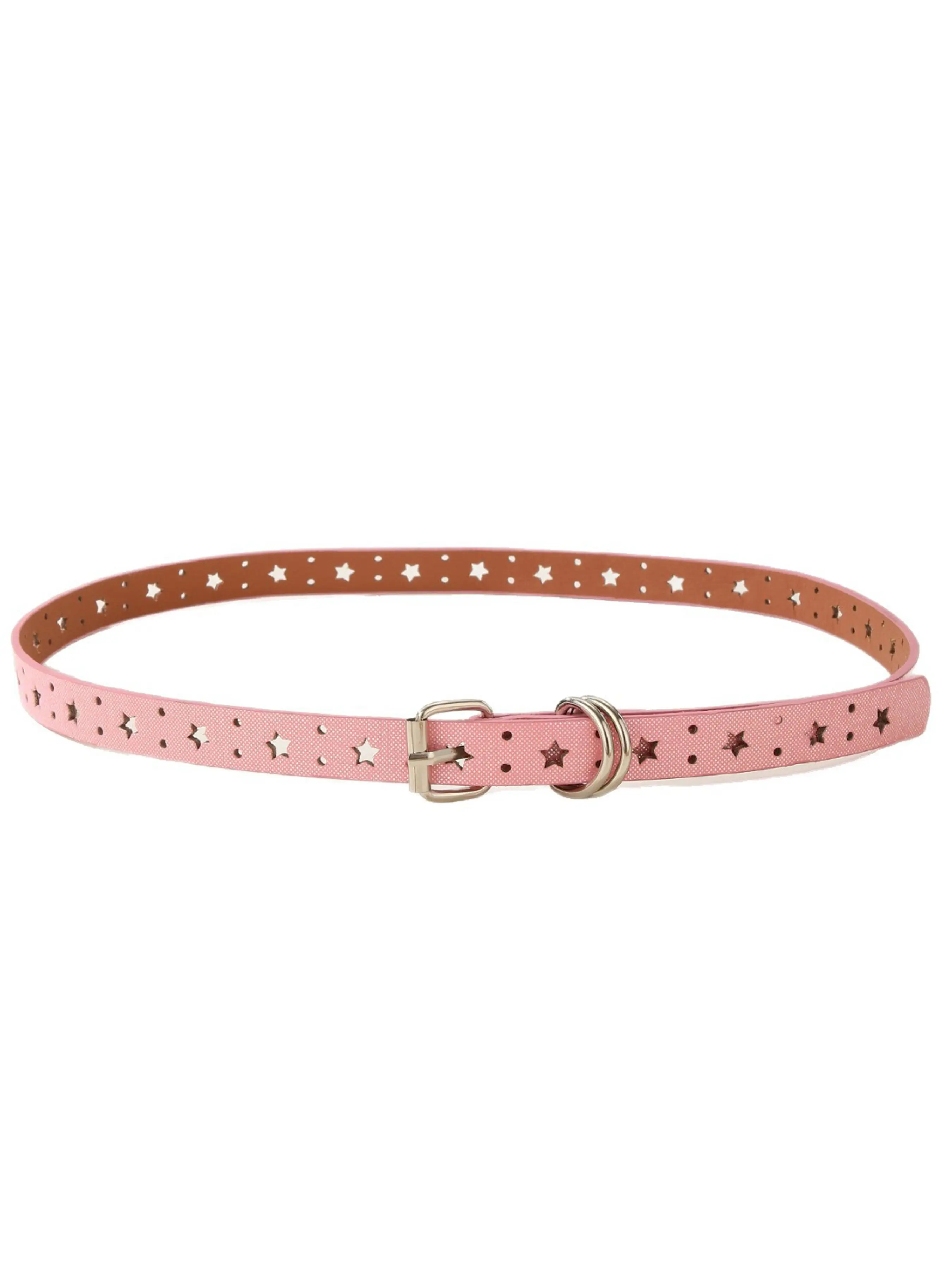 Women's Thin PU Leather Belt, Star Hollow Out Buckle, Y2K Sweet Cool Style, Dress Jeans Decorative Waistband, All Seasons Fashion Accessory