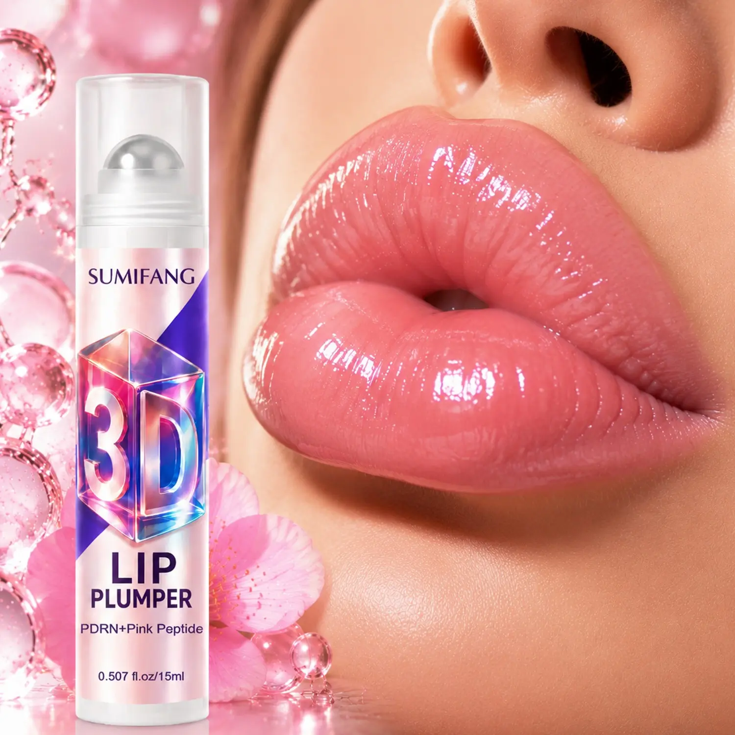 SUMIFANG PDRN+ Peptide Lip Plumping Serum 15ml – PDRN+ Peptide Complex + Hyaluronic Acid – Plumps, moisturizes, and smooths lips | Lightweight serum texture, non-sticky, absorbs quickly | Plumps lips, locks in moisture, adds shine Lip Plumpers