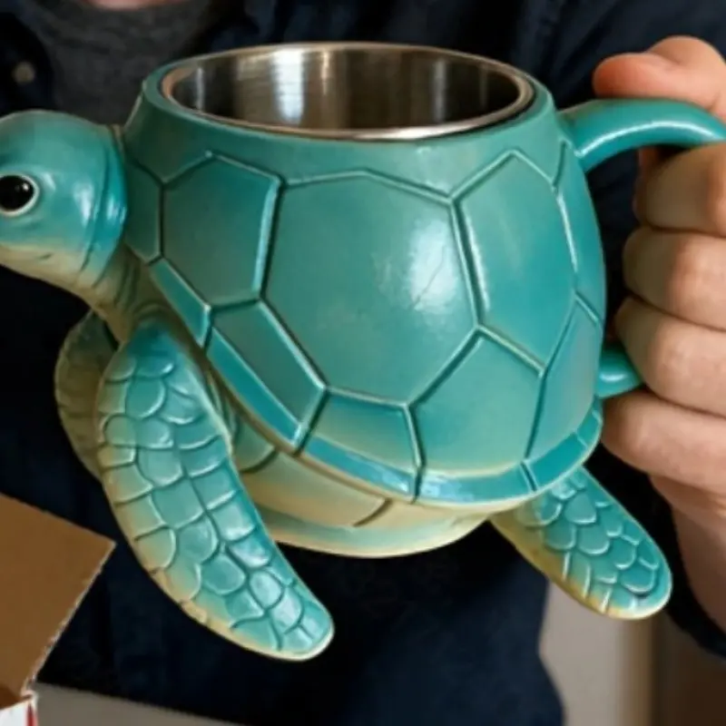 Handmade Ocean Theme Drinkware Turtle Coffee Mug Gift, Coffee Drink Cup, Unique Handcrafted Marine Design, Novelty Coffee Mugs, Perfect for Sea Lovers, Ideal Present for Special Occasions