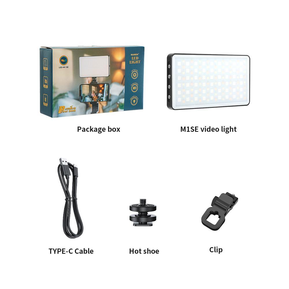 Metallic LED Selfie Light, Portable RGB Video Light, Camera Fill Light, Rechargeable Dimmable Clip-On Panel Lamp for iPhone and Smartphones, Selfie Accessory