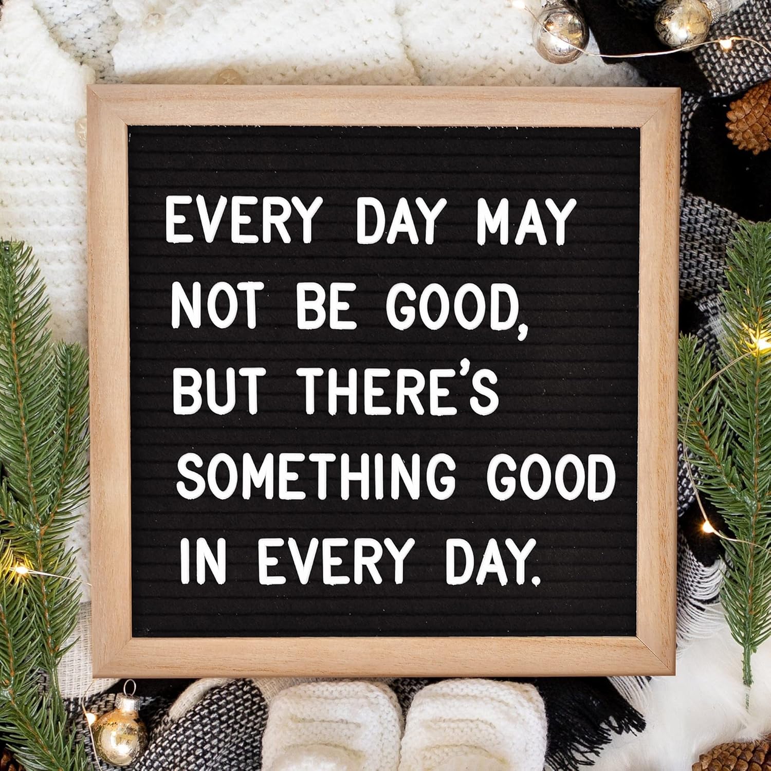 Felt Letter Board with 294 Letters, Numbers & Symbols - 10 x 10 inch Changeable Message Board with Wooden Frame Wall Mount Hook, Black &