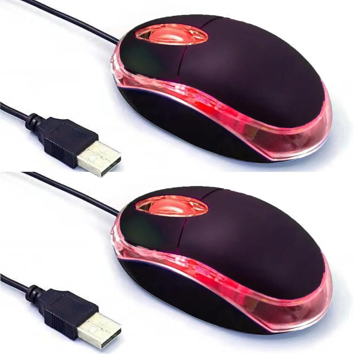 2 Pack Wired Mini Optical      with USB  for Laptop PC Desktop mice Compatible with Windows Linux  fit for Office Business ,(Black)