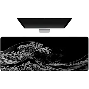 Gaming  Pad Large Desk Mat Extended Keyboard  Pad Mousepad with Non-Slip Base and Stitched   Mat Desk Pad  Pads for Desk  Office Gaming Wave