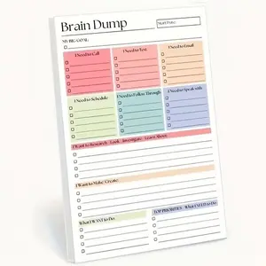 50-Page Brain Dump and To-Do Notebook, Ideal for Self-Planners, Project Managers, Minimalist Design, High-Quality Paper, Planning Tool