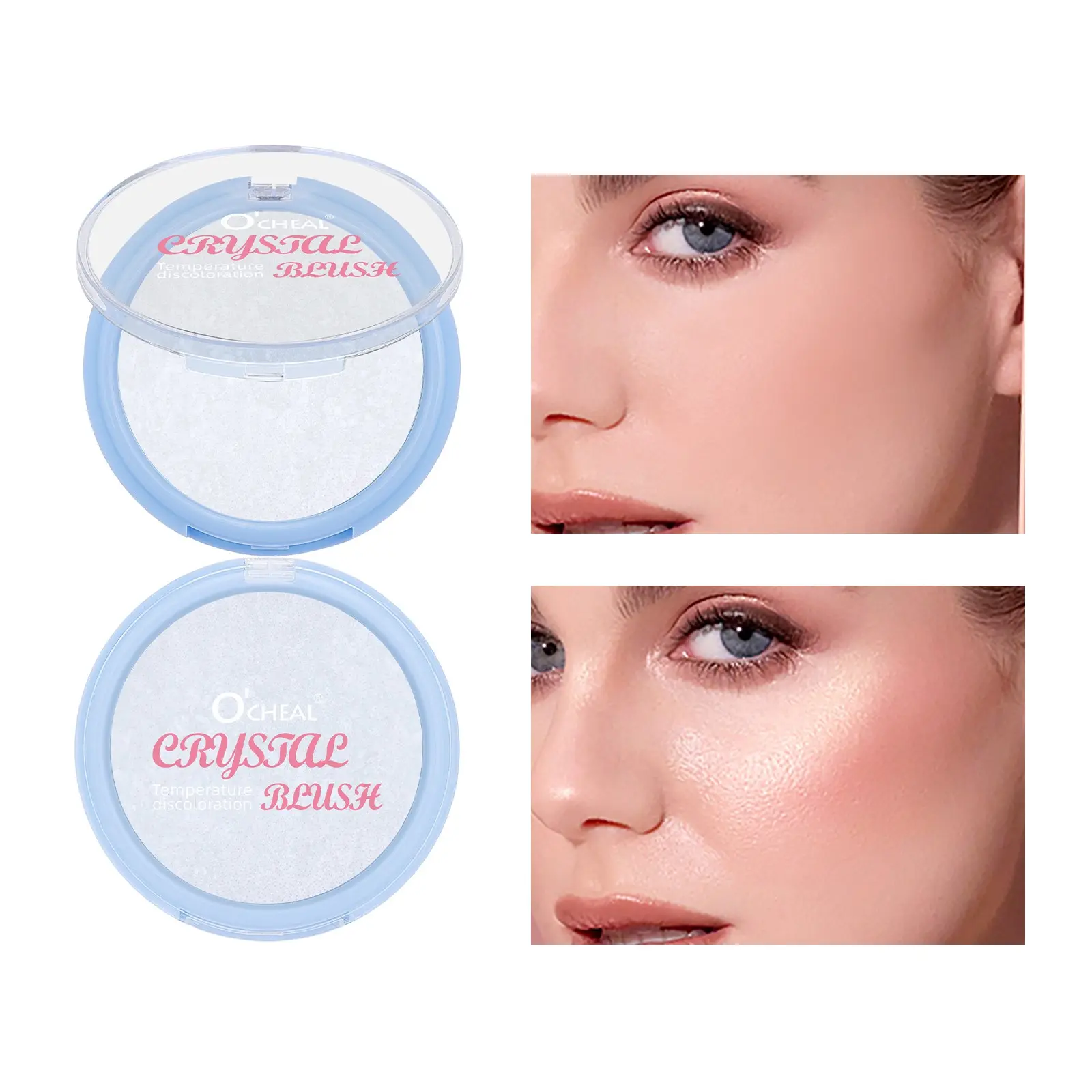 Crystal Color-Changing Blush Palette, Low Saturation Soft Gradient Matte Finish, Natural Fresh Look, Nude Warm Color, Beginner Women Single Shade
