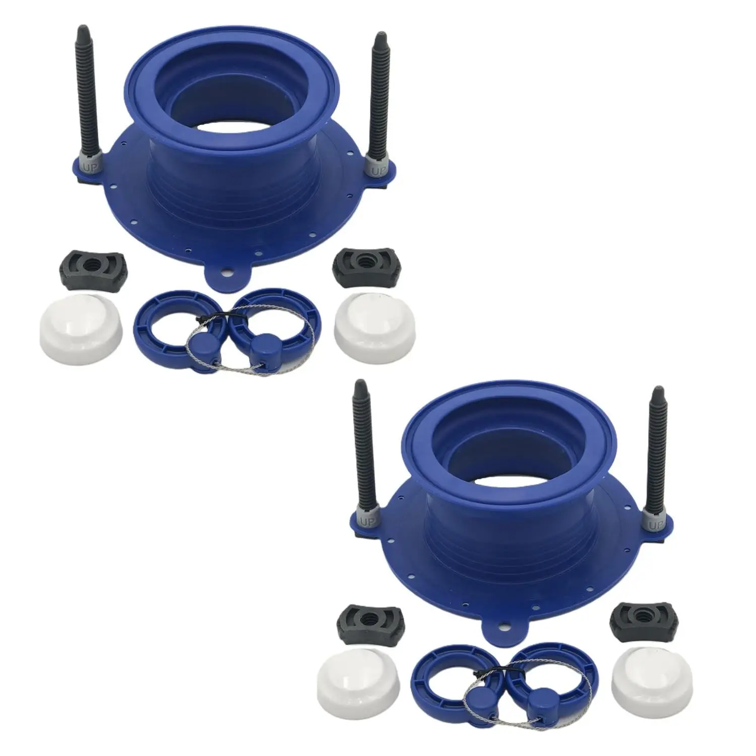 Toilet Flange Repair Kit – Complete Toilet Wax Ring Replacement Kit – Durable Waxless Toilet Ring – Includes Toilet Bolts, Toilet Bowl Caps, and Toilet Flange Extension Kit (2 Pack)
