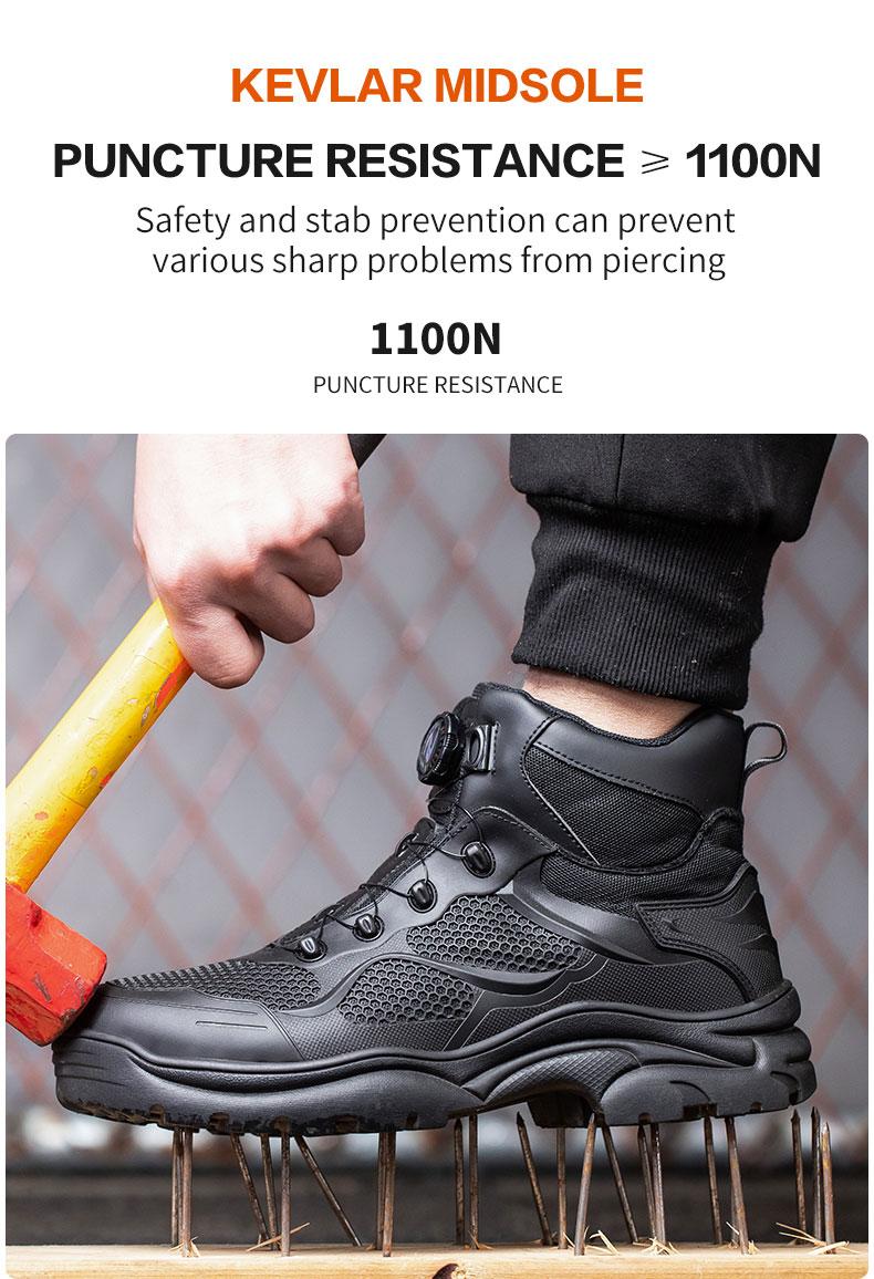 Men's Work Safety Shoes High Top Lace-up Safety Boots, Steel Toe Anti-smash and Anti-puncture Work Safety Boots Comfortable and Breathable Outdoor Sports Shoes Hiking Shoes Large Size Men's Work Shoes Industrial Outdoor Construction Product Model：9195