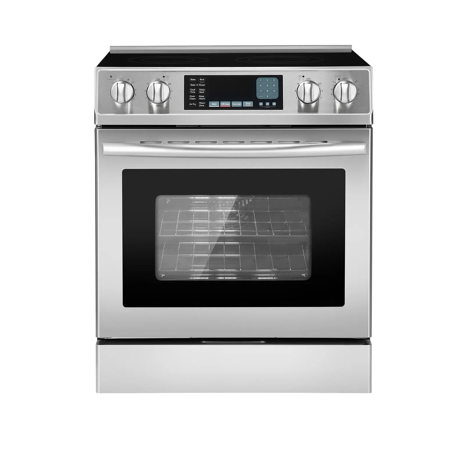 VEVOR 30-in Electric Freestanding Range Oven, 4.8 Cu. Ft. Compact Capacity, Stainless Steel Kitchen Stove with 5 Burners, Timer, Self-Cleaning, Easy-Reach Racks, Storage Drawer (No Power Cord)