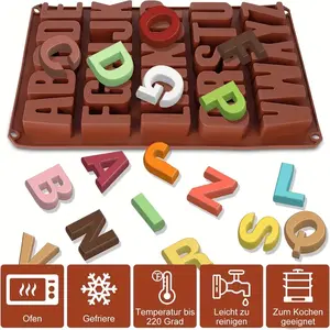 A Set of Large Letter Silicone Molds, 26 Letter Silicone Chocolate Molds, Suitable for Cake Party Event Supplies, A-Z Letters, Durable and Easy to Use Bakeware
