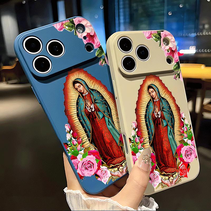 Virgin Mary flower Soft&Flexible TPU Silicone Phone Case For iPhone 17 Pro Max AIR 16 15 14 13mini 12 11 Plus XR XSMAX Cases For Samsung Galaxy S26 Ultra S25 Edge S24 S23 S22 Plus  Durable|Shockproof|Full Camera Protection