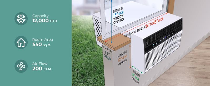 ZAFRO  Window Air Conditioners, 24H Timer Energy-saving Window AC Units, Full Window View, Easy to Install, White