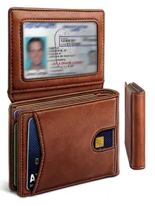 Men's Wallet, Simple Front Pocket Card Holder, 11 Slots Rfid Anti-Electromagnetic Interference, Street Style, All Seasons Gift