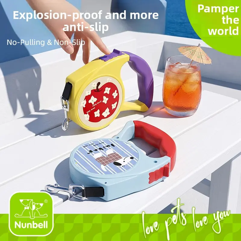 Nunbell Cross-Border Cartoon Automatic Retractable Dog Leash, Anti-Startle, Anti-Escape, Anti-Tangling Dog Rope