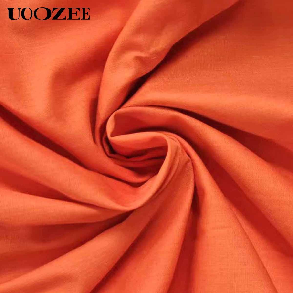 UOOZEE Women's Bright Chic Loose Short Sleeve Pleated Pocket Solid Color Slit V-Neck Maxi Dress Summer Casual Basic Cotton Blend Machine Washable Holiday Dress Womenswear Minimalist (Size is one size larger, it is recommended to order one size smaller)