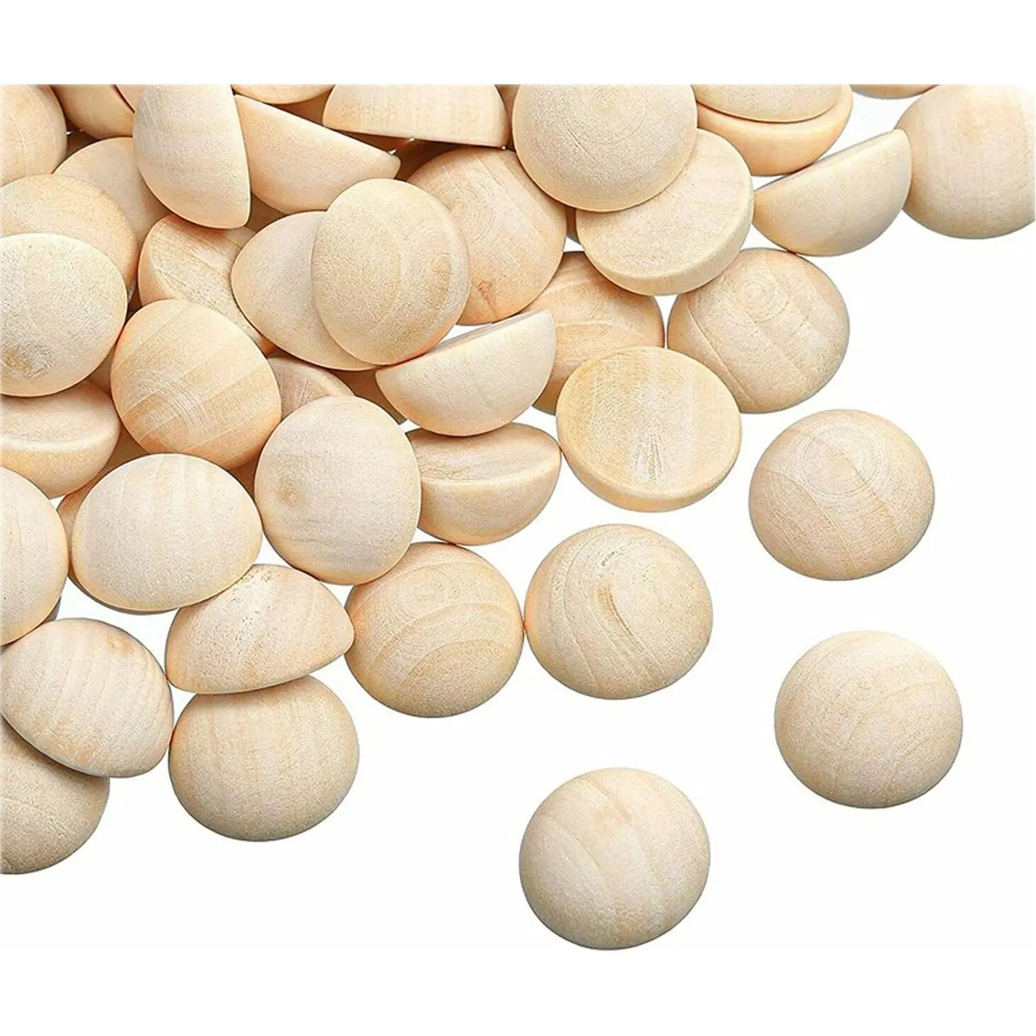 100 count Half  Balls Unfinished  Half Ball Split  Balls for DIY Projects and Craft Supplies (15mm)