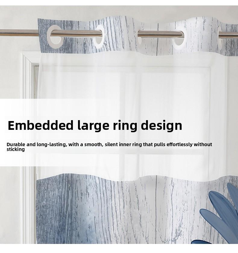 3D Digital Printing Blue Daisy Double Layer Shower Curtain Polyester Waterproof and Mildew Proof Bathroom Partition Curtain